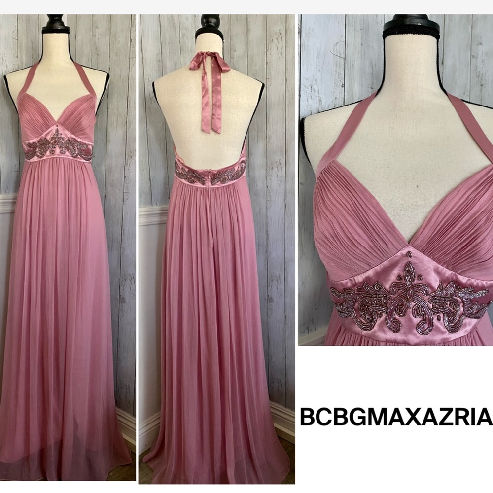 Bcbgmaxazria Tie Back Silk Maxi Gown